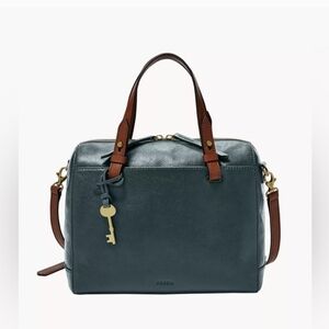 💥Fossil Rachel Satchel Teal Green Leather Crossbody